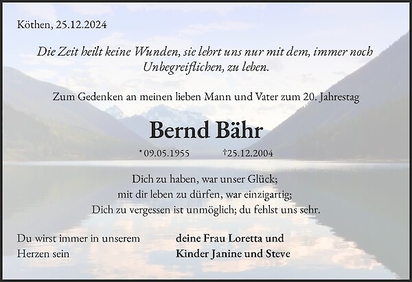 Obituary Bernd Bähr