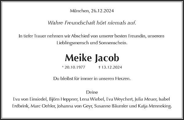 Traueranzeige von Meike Jacob