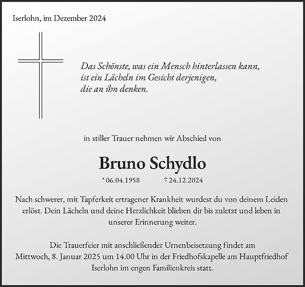 Traueranzeige von Bruno Schydlo