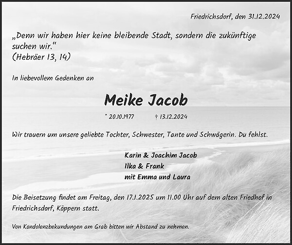 Traueranzeige von Meike Jacob