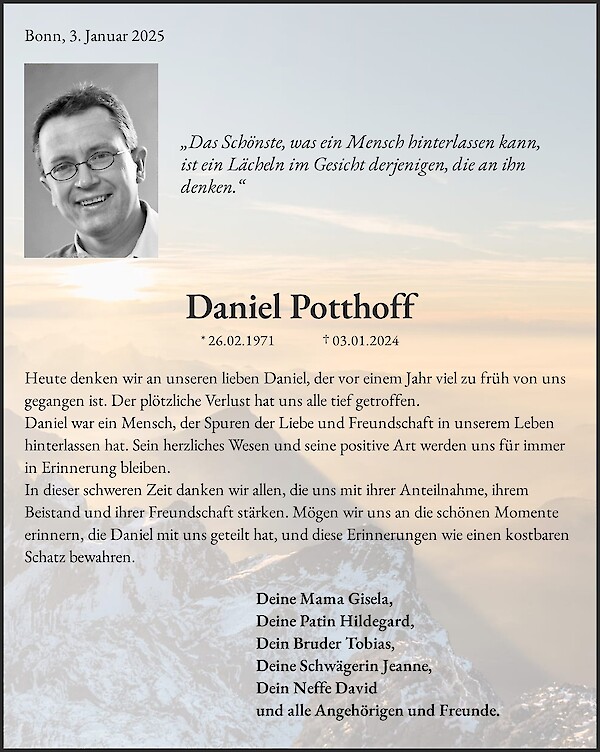 Traueranzeige von Daniel Potthoff