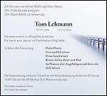 Traueranzeige Tom Lehmann