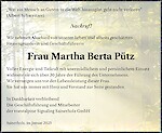 Traueranzeige Frau Martha Berta Pütz