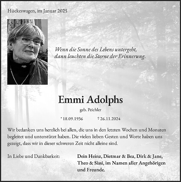 Traueranzeige von Emmi Adolphs