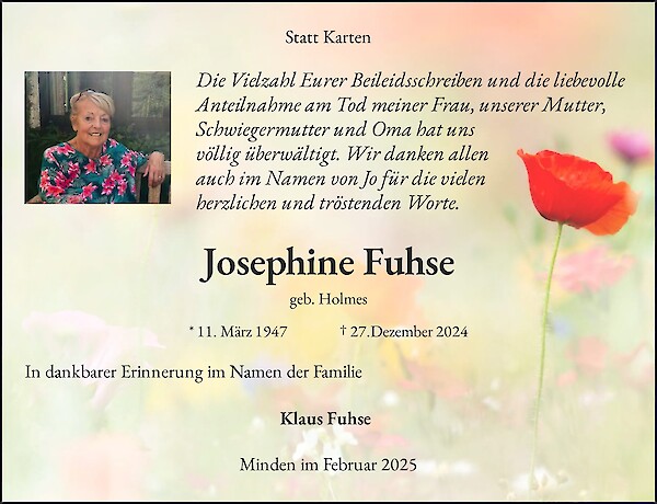 Traueranzeige von Josephine Fuhse