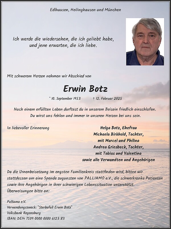 Obituary Erwin Botz, Heilinghausen