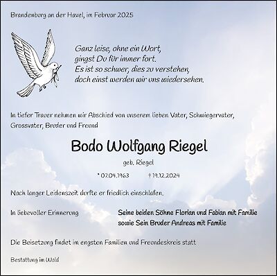 Bodo Wolfgang Riegel, Brandenburg an der Havel