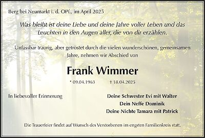 Frank Wimmer, Berg bei Neumarkt i. d. OPf.