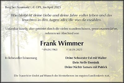 Frank Wimmer, Berg bei Neumarkt i. d. OPf.