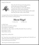 Obituary Horst Flögel, Bürgel