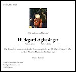 Obituary Hildegard Aglassinger