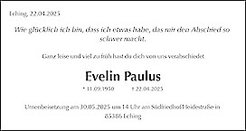 Obituary Evelin Paulus, Eching