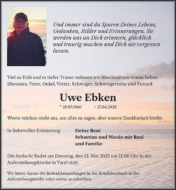 Obituary Uwe Ebken, Varel