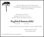 Traueranzeige Siegfried Sommerfeld