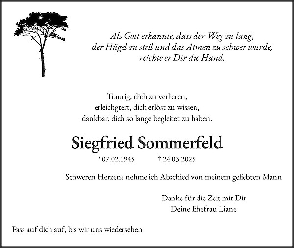 Traueranzeige von Siegfried Sommerfeld