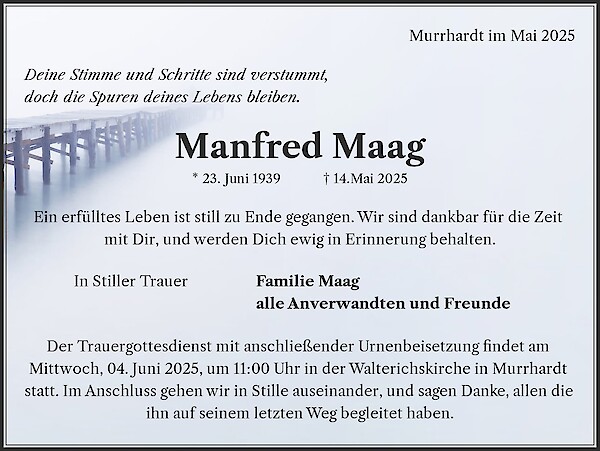 Obituary Manfred Maag