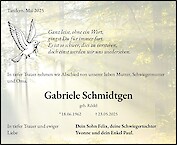 Obituary Gabriele Schmidtgen, Oberumbach