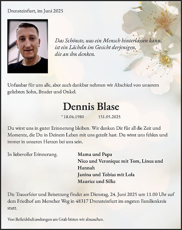 Obituary Dennis Blase