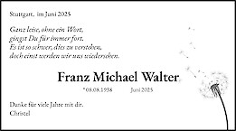 Traueranzeige Franz Michael Walter, Friedrichsdorf