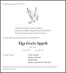 Traueranzeige Elga Gisela Appelt