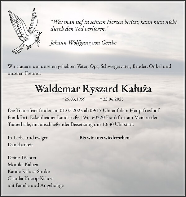 Traueranzeige von Waldemar Ryszard Kałuża