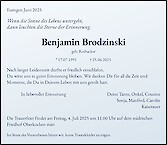 Traueranzeige Benjamin Brodzinski, Oberkochen