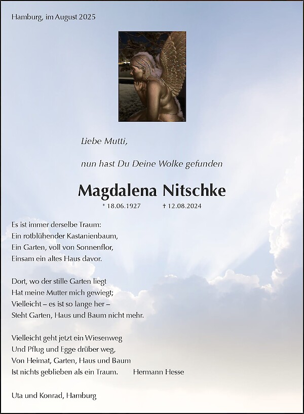 Traueranzeige von Magdalena Nitschke