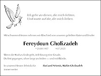 Traueranzeige Fereydoun Gholizadeh