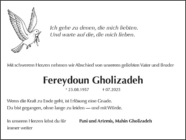 Traueranzeige von Fereydoun Gholizadeh