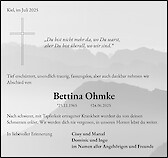 Traueranzeige Bettina Ohmke