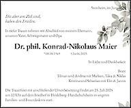 Traueranzeige Dr. phil. Konrad-Nikolaus Maier, Steinheim/Murr