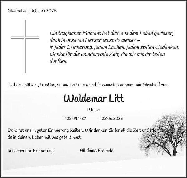 Traueranzeige von Waldemar Litt, Gladenbach