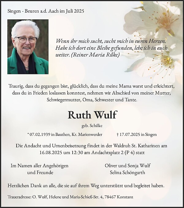 Obituary Ruth Wulf