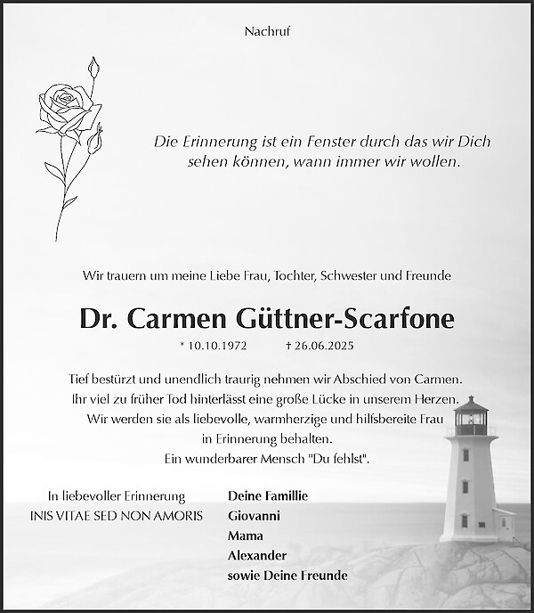 Traueranzeige von Dr. Carmen Güttner-Scarfone