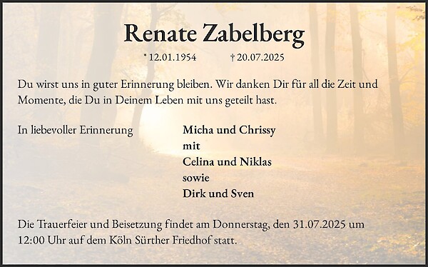 Obituary Renate Zabelberg