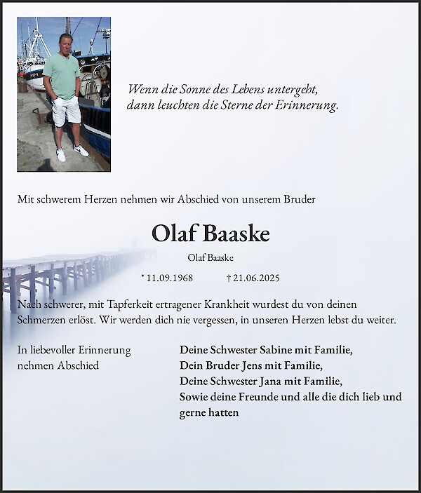 Obituary Olaf Baaske, Stralsund