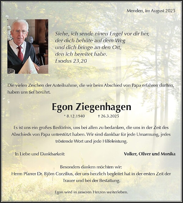 Traueranzeige von Egon Ziegenhagen