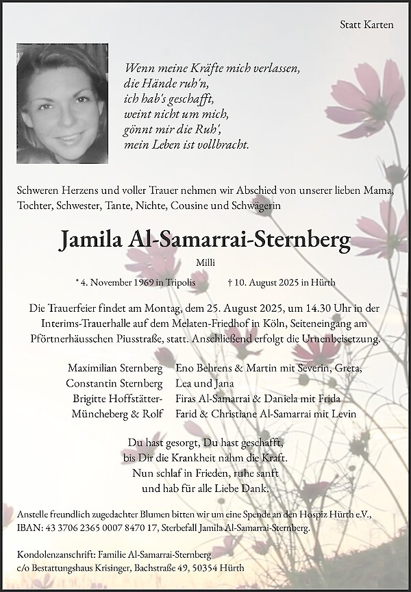 Obituary Jamila Al-Samarrai-Sternberg