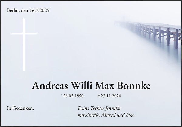 Traueranzeige von Andreas Willi Max Bonnke, Berlin