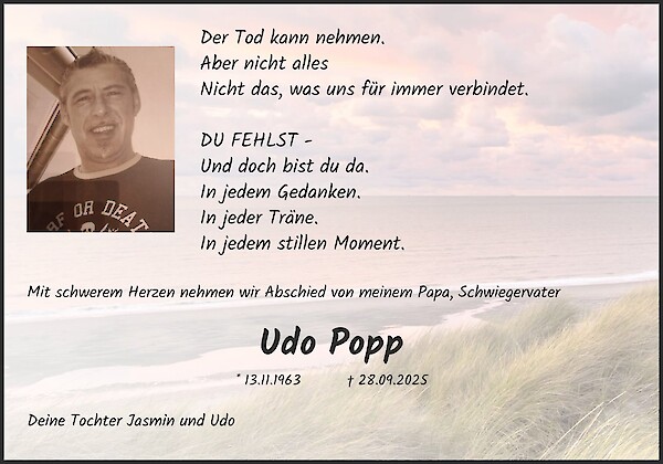 Traueranzeige von Udo Popp, Wässerndorf