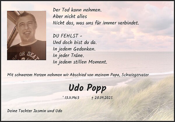 Traueranzeige von Udo Popp, Wässerndorf