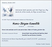 Obituary Hans-Jürgen Kowollik, Chemnitz