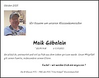 Obituary Maik Gäbelein