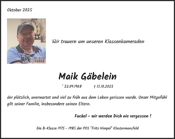 Obituary Maik Gäbelein