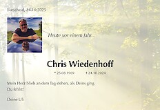Obituary Chris Wiedenhoff, Burscheid