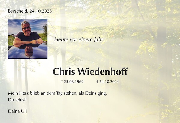 Obituary Chris Wiedenhoff, Burscheid