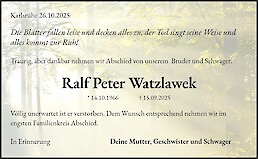 Obituary Ralf Peter Watzlawek, Karlsruhe