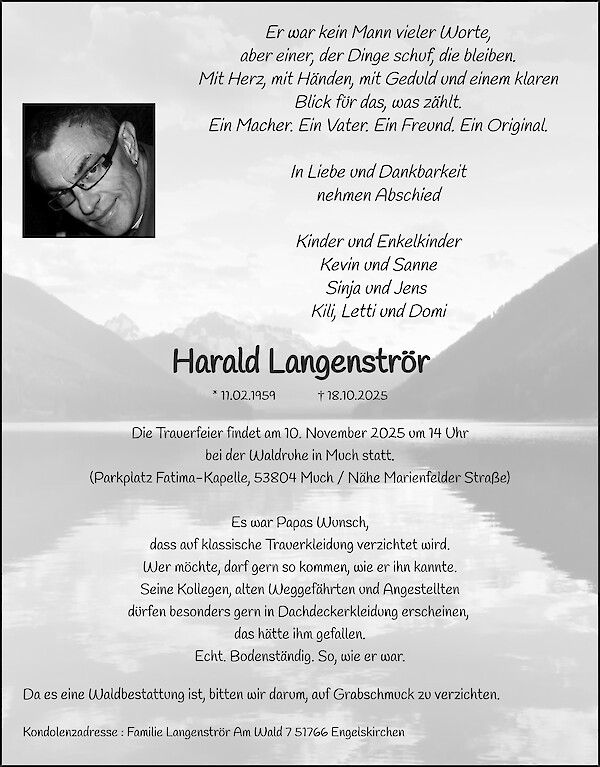 Obituary Harald Langenströr, Engelskirchen