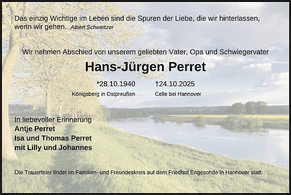 Traueranzeige von Hans-Jürgen Perret