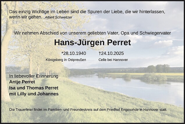 Traueranzeige von Hans-Jürgen Perret